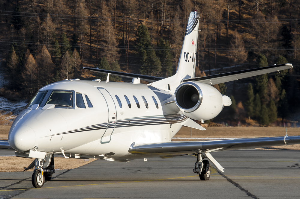 Private jet on the tarmac ready for departure